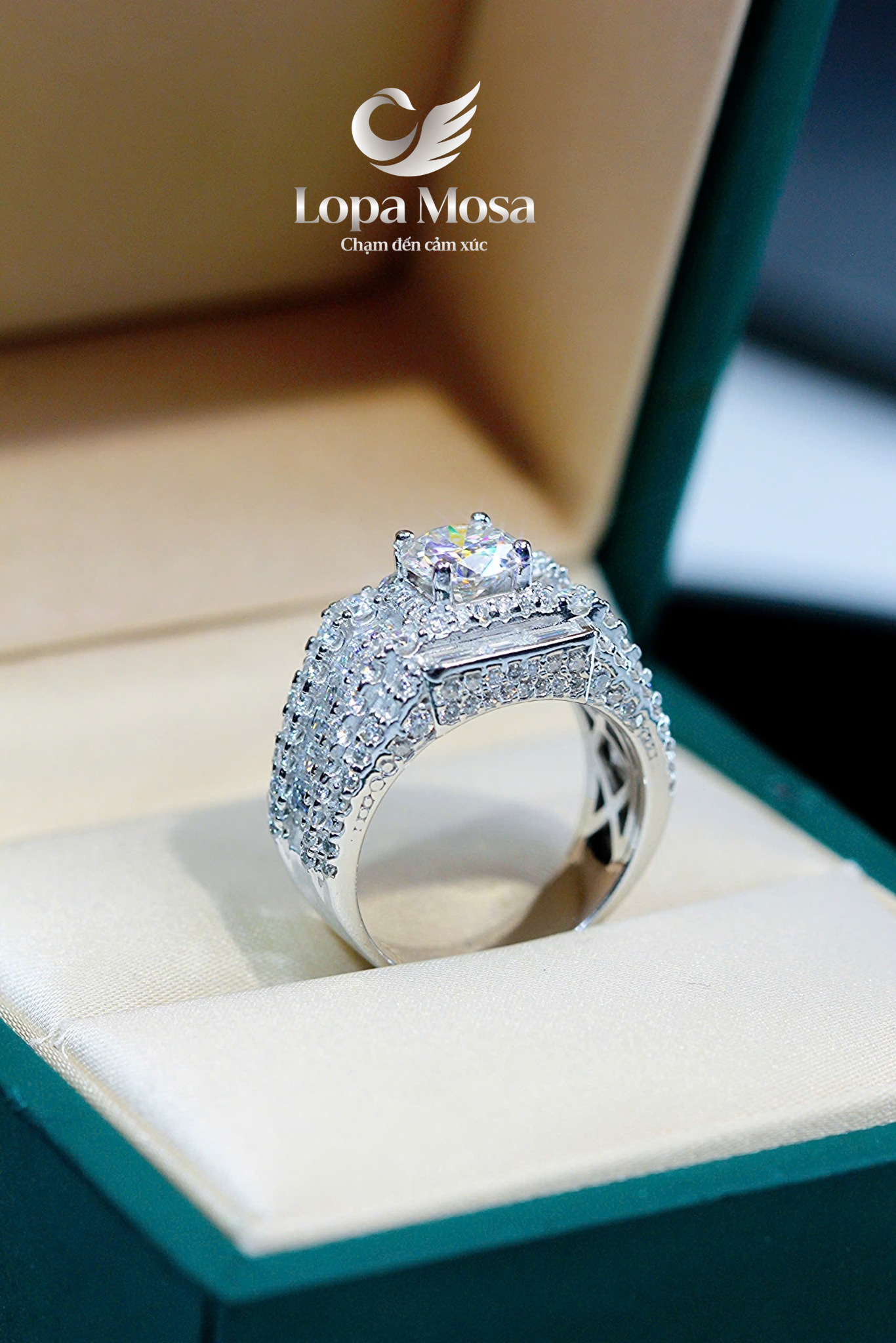 Nhẫn Nam Bạc 925 CZ 6.8mm LOPA MOSA RM0207 Màu Trắng
