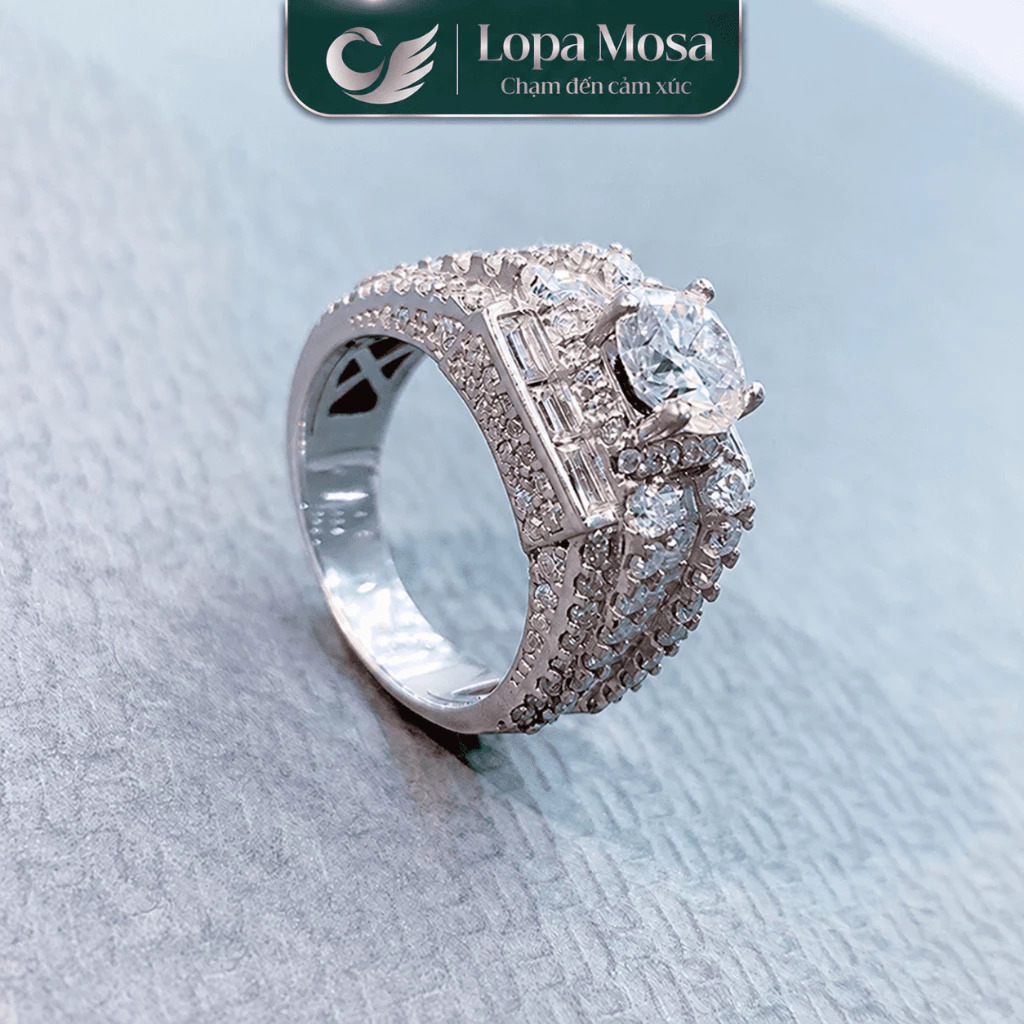 Nhẫn Nam Bạc 925 Chủ Moissanite 6.8mm LOPA MOSA RM0207 Màu Trắng - ảnh 3